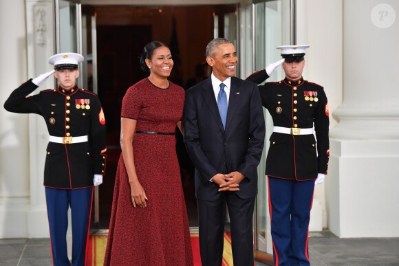 Michelle et Barack Obama  à la Maison Blanche avant la cérémonie d'investiture, Washington, le 20 janvier 2017.