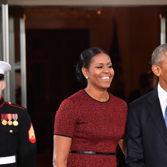 Michelle et Barack Obama  à la Maison Blanche avant la cérémonie d'investiture, Washington, le 20 janvier 2017.