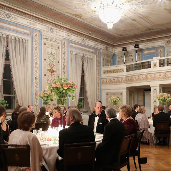 Image du dîner officiel donné au palais royal à Oslo le 1er février 2018 en l'honneur de la visite du prince William et de la duchesse Catherine de Cambridge.