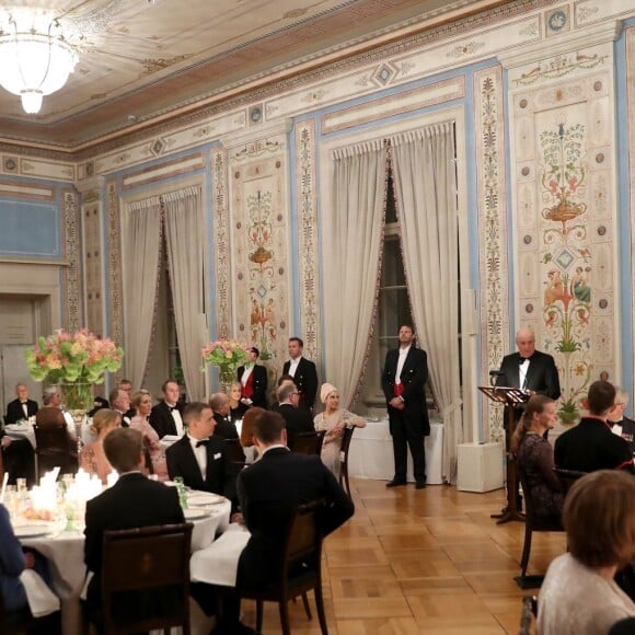 Image du dîner officiel donné au palais royal à Oslo le 1er février 2018 en l'honneur de la visite du prince William et de la duchesse Catherine de Cambridge.