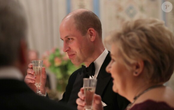 Le prince William, duc de Cambridge, lors du dîner au palais royal à Oslo le 1er février 2018.