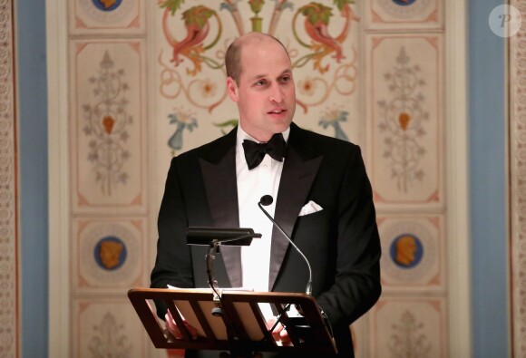 Le prince William pendant son discours lors du dîner au palais royal à Oslo le 1er février 2018.