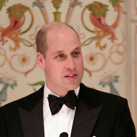 Le prince William pendant son discours lors du dîner au palais royal à Oslo le 1er février 2018.