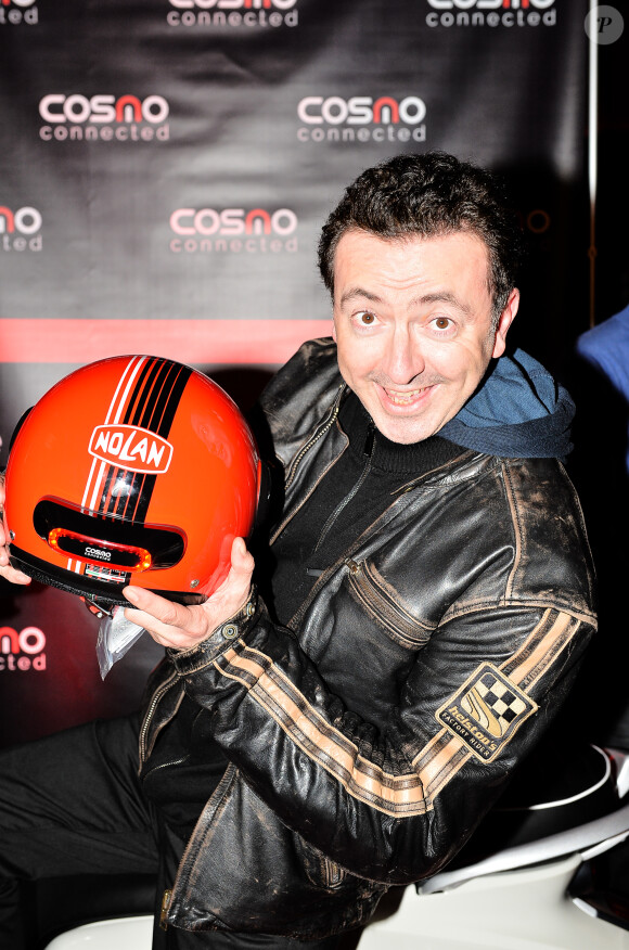 Exclusif - Gérald Dahan lors de la soirée de lancement de "Cosmo Connected", le premier feu de freinage connecté pour moto, scooter ou vélo au Café de l'Homme à Paris le 25 Janvier 2018. © Guignebourg-Vereen/Bestimage