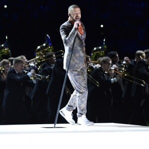 Justin Timberlake assure le show de la mi-temps lors du Super Bowl à Minneapolis, le 1 février 2018.