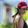Exclusif - Andrea Corr se relaxe en vacances sur une plage à la Barbade, le 18 février 2018