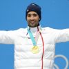 Martin Fourcade (médaille d'or) pendant la cérémonie de remise de médailles lors de la 23ème édition des Jeux Olympiques d'hiver à Pyeongchang, Corée du Sud, le 13 février 2018. © Christopher Levy/Zuma Press/Bestimage