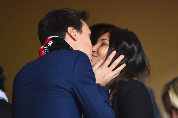 Louis Ducruet et sa fiancée Marie pendant la rencontre de football de Champions League qui oppose l'ASM contre Besiktas au stade Louis II à Monaco le 17 octobre 2017.