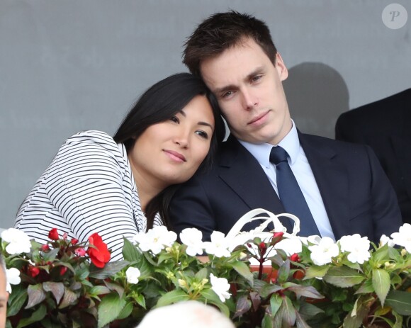 Louis Ducruet et sa fiancée Marie - Finale du Monte Carlo Rolex Masters 2017 sur le court Rainier III du Monte Carlo Country Club à Roquebrune Cap Martin le 23 avril 2017. © Jean-Charles Vinaj/Pool Monaco/Bestimage