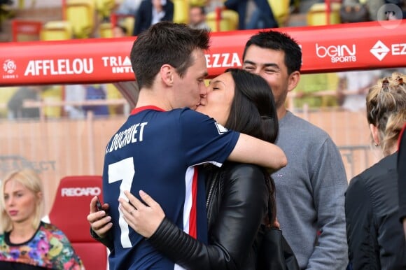 Louis Ducruet, le fils de la princesse Stéphanie de Monaco, et sa fiancée Marie participent au traditionnel match de football caritatif opposant l'A.S. Star Team for Children à l'Association Mondiale des Pilotes de F1, au stade Louis II le 24 mai 2016 à Monaco. © Bruno Bebert / Bestimage