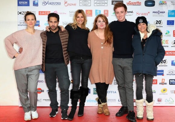 Ingrid Chauvin, Lorie (Laure Pester), Charlotte Valandrey, Samy Gharbi, Ariane Seguillon et Joaquim Fossi pour "Demain nous appartient" - 20ème anniversaire du Festival des Créations Télévisuelles de Luchon, France, le 9 février 2018. © Patrick Bernard/Bestimage