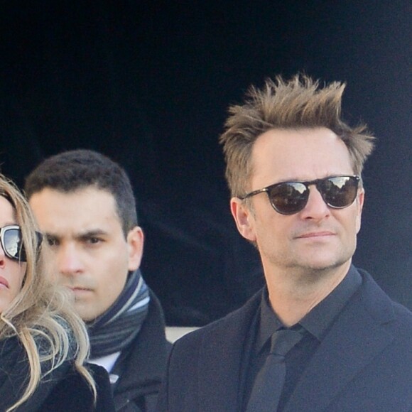 David Hallyday, Laura Smet, Laeticia Hallyday, ses filles Jade et Joy devant l'église de la Madeleine pour les obsèques de Johnny Hallyday à Paris, le 9 décembre 2017. © Veeren/Bestimage