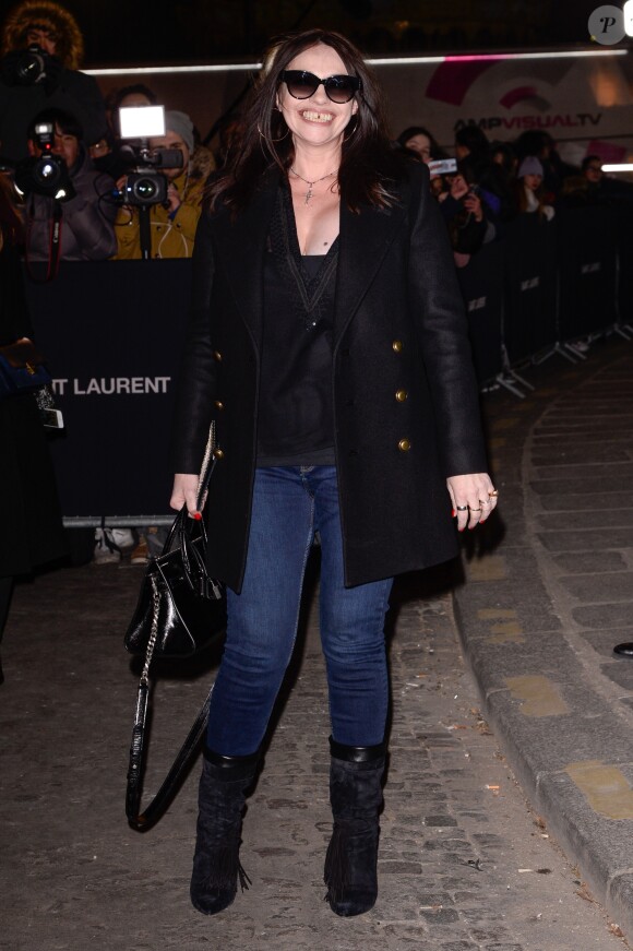 Béatrice Dalle arrive au défilé Saint Laurent à l'occasion de la Fashion Week de Paris pour les collelctions automne/hiver 2018/2019 le 27 février 2018