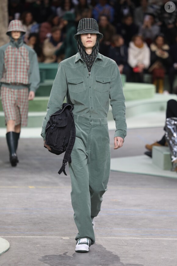 Défilé Lacoste, collection prêt-à-porter automne-hiver 2018 au Lycée Carnot. Paris, le 28 février 2018.