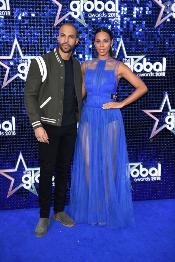 Marvin Humes, Rochelle Humes au photocall des "Global Awards 2018" à Londres, le 1er mars 2018.