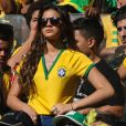Bruna Marquezine, petite amie de Neymar, footballeur international brésilien, assiste au match Brésil contre Chili à Belo Horizonte city, le 28 juin 2014.