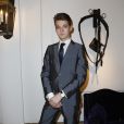 Exclusif - Léonard Trierweiler lors du défilé William Arlotti collection de mode pour interpréter le millésime 2016 (cru classé) de la cuvée Organdi du Domaine de la Croix à l' hôtel Lancaster à Paris, France, le 13 mars 2017. © Marc Ausset-Lacroix/Bestimage