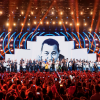 La troupe des Enfoirés à l'occasion du spectacle "Musique !" joué au Zénith de Starsbourg en janvier 2018.