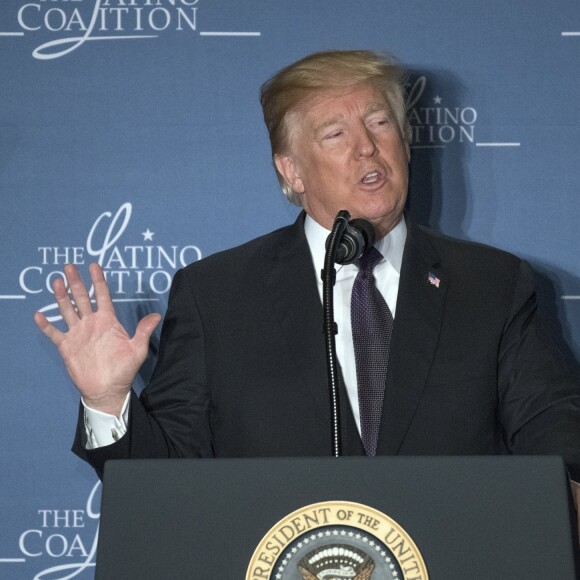 Donald J. Trump lors de la conférence "Latino Coalition Legislative Summit" à l'hôtel Marriott à Washington, le 7 mars 2018.