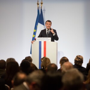 Emmanuel Macron - 33ème dîner du Crif (Conseil Representatif des Institutions juives de France) au Carrousel du Louvre à Paris, France, le 7 mars 2018. © Hamilton/Pool/Bestimage