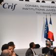 Emmanuel Macron - 33ème dîner du Crif (Conseil Representatif des Institutions juives de France) au Carrousel du Louvre à Paris, France, le 7 mars 2018. © Erez Lichtfeld / Bestimage