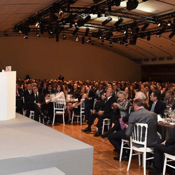 Emmanuel Macron - 33ème dîner du Crif (Conseil Representatif des Institutions juives de France) au Carrousel du Louvre à Paris, France, le 7 mars 2018. © Erez Lichtfeld / Bestimage