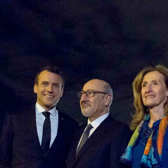 Francis Kalifat, Brigitte et Emmanuel Macron, Nicole Belloubet, Gérard Collomb - 33ème dîner du Crif (Conseil Representatif des Institutions juives de France) au Carrousel du Louvre à Paris, France, le 7 mars 2018. © Hamilton/Pool/Bestimage