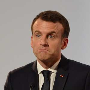 Emmanuel Macron - 33ème dîner du Crif (Conseil Representatif des Institutions juives de France) au Carrousel du Louvre à Paris, France, le 7 mars 2018. © Erez Lichtfeld / Bestimage