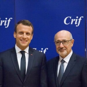 Emmanuel Macron et Francis Kalifat - 33ème dîner du Crif (Conseil Representatif des Institutions juives de France) au Carrousel du Louvre à Paris, France, le 7 mars 2018. © Hamilton/Pool/Bestimage