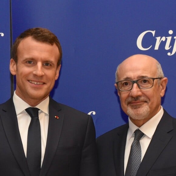 Emmanuel Macron et Francis Kalifat - 33ème dîner du Crif (Conseil Representatif des Institutions juives de France) au Carrousel du Louvre à Paris, France, le 7 mars 2018. © Erez Lichtfeld / Bestimage