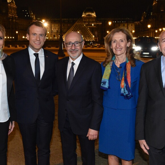 Emmanuel et Brigitte Macron, Francis Kalifat, Nicole Belloubet et Gérard Collomb - 33ème dîner du Crif (Conseil Representatif des Institutions juives de France) au Carrousel du Louvre à Paris, France, le 7 mars 2018. © Erez Lichtfeld / Bestimage