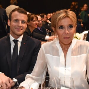 Emmanuel et Brigitte Macron - 33ème dîner du Crif (Conseil Representatif des Institutions juives de France) au Carrousel du Louvre à Paris, France, le 7 mars 2018. © Erez Lichtfeld / Bestimage