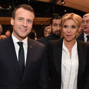 Emmanuel et Brigitte Macron - 33ème dîner du Crif (Conseil Representatif des Institutions juives de France) au Carrousel du Louvre à Paris, France, le 7 mars 2018. © Erez Lichtfeld / Bestimage