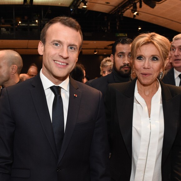 Emmanuel et Brigitte Macron - 33ème dîner du Crif (Conseil Representatif des Institutions juives de France) au Carrousel du Louvre à Paris, France, le 7 mars 2018. © Erez Lichtfeld / Bestimage