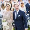La princesse Madeleine de Suède et son mari Christopher O'Neill lors du 40e anniversaire de la princesse Victoria sur l'île d'Oland le 14 juillet 2017.