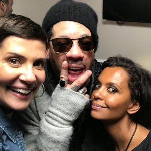 Karine Le Marchand, Cristina Corudla et JoeyStarr - Concert de Suprême NTM (Joeystarr et Kool Shen) à L'AccorHotels Arena à Paris le 10 mars 2018.