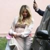 Exclusif - Khloe Kardashian, enceinte, quitte sa "Baby shower" en compagnie de son compagnon Tristan Thompson à Beverly Hills le 10 mars 2018.