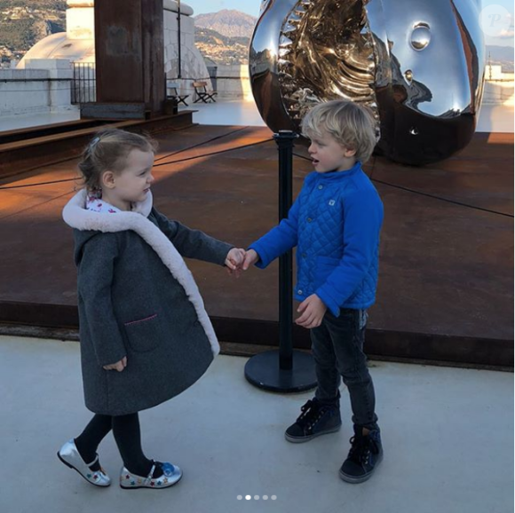 La princesse Gabriella et le prince héréditaire Jacques de Monaco, photo parue le 10 février 2018 sur le compte Instagram de la princesse Charlene.