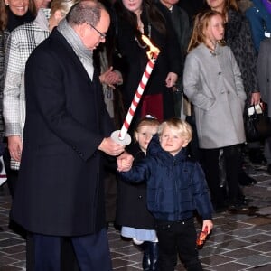 Le prince Albert II de Monaco, la princesse Charlene et leurs enfants, le prince Jacques et la princesse Gabriella lors de la traditionnelle célébration de la Sainte Dévote, sainte patronne de Monaco, à Monaco le 26 janvier 2018 © Bruno Bebert / Bestimage