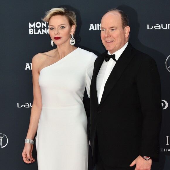 Le prince Albert II de Monaco et la princesse Charlene lors des Laureus World Sports Awards 2018 au Sporting Monte-Carlo à Monaco le 27 février 2018. © Claudia Albuquerque / Bestimage