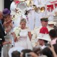  La princesse Charlene et le prince Albert II de Monaco lors de leur mariage religieux le 2 juillet 2011. 