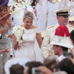 La princesse Charlene et le prince Albert II de Monaco lors de leur mariage religieux le 2 juillet 2011.