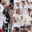  La princesse Charlene et le prince Albert II de Monaco lors de leur mariage religieux le 2 juillet 2011. 