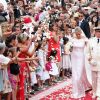La princesse Charlene et le prince Albert II de Monaco lors de leur mariage religieux le 2 juillet 2011.