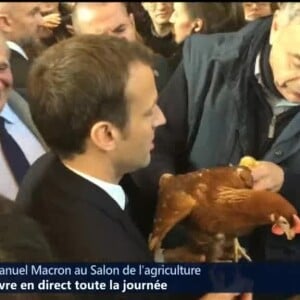 Emmanuel Macron en visite au Salon de l'Agriculture à Paris. Le 24 février 2018.