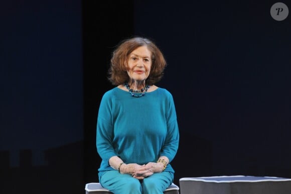 Geneviève Fontanel lors du filage de la pièce "Les Filles..." au Théâtre Montparnasse à Paris, le 6 mars 2015, une pièce de l'auteur Stéphane Guérin et mise en scène Jean-Paul Muel.