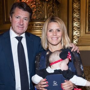 Exclusif - Christian Estrosi avec sa femme Laura Tenoudji et leur fille Bianca - Avant-première de la nouvelle saison "Festival Pirates et Princesses" de Disneyland Paris au Palais Garnier à Paris, France, le 9 mars 2018. © Cyril Moreau/Bestimage