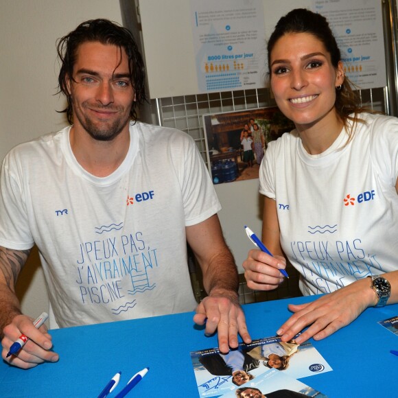 Camille Lacourt et Laury Thilleman - 11e édition de la Nuit de l'eau Unicef à Vanves, le 17 mars 2018. © Veeren/Bestimage