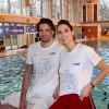 Camille Lacourt et Laury Thilleman - 11e édition de la Nuit de l'eau Unicef à Vanves, le 17 mars 2018.