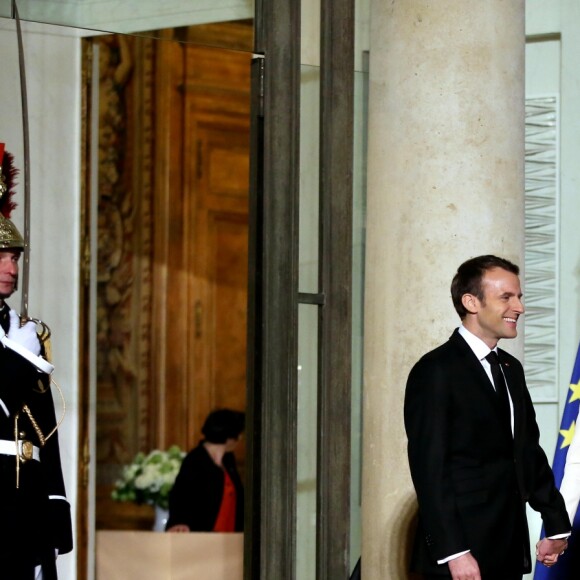 Le président de la République Emmanuel Macron et son épouse Brigitte - Le grand-duc et la grande-duchesse de Luxembourg assistent au dîner d'Etat organisé au Palais de l'Elysée par le président de la République et la première dame à l'occasion d'une visite d'Etat en France à Paris, le 19 mars 2018. © Jacovides-Moreau/Bestimage